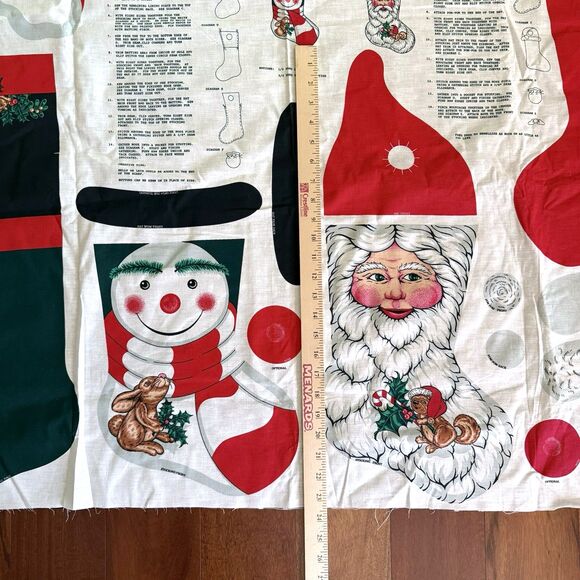 Candy Cane Christmas Stockings Fabric Panel Cut & Sew Santa Snowman Cotton Xmas - Picture 4 of 6